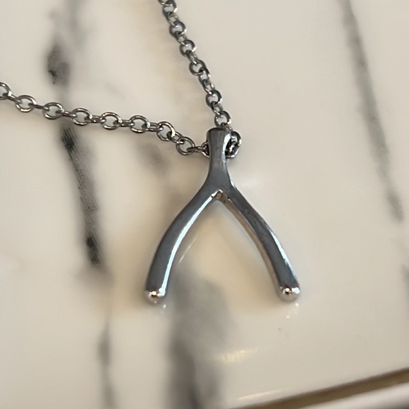 Sterling Forever wishbone pendant necklace - Picture 2 of 3